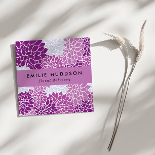 Lila Dahlia-Blume, Floristi, Blume Shop Quadratische Visitenkarte