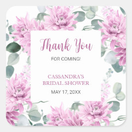 Lila Dahlia Eukalyptus Botanisches Brautparty Quadratischer Aufkleber