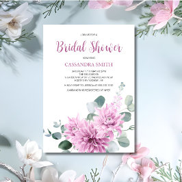 Lila Dahlia Eukalyptus Grünes Brautparty Einladung