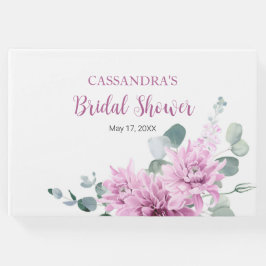 Lila Dahlia Eukalyptus Grünes Brautparty Gästebuch