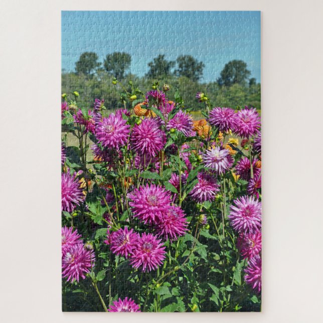 Lila Dahliengarten Puzzle (Vertikal)