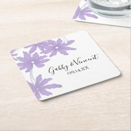 Lila Daisies Wedding Square Paper Untersetzer