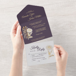 Lila Daisy Antique Hochzeit in einer Einladung