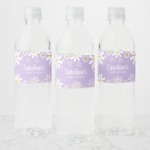 Lila Daisy Baby Dusche Wasserflaschenetikett