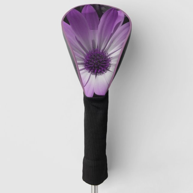 Lila Daisy Blume Golf Driver Cover Golf Headcover (Vorderseite)