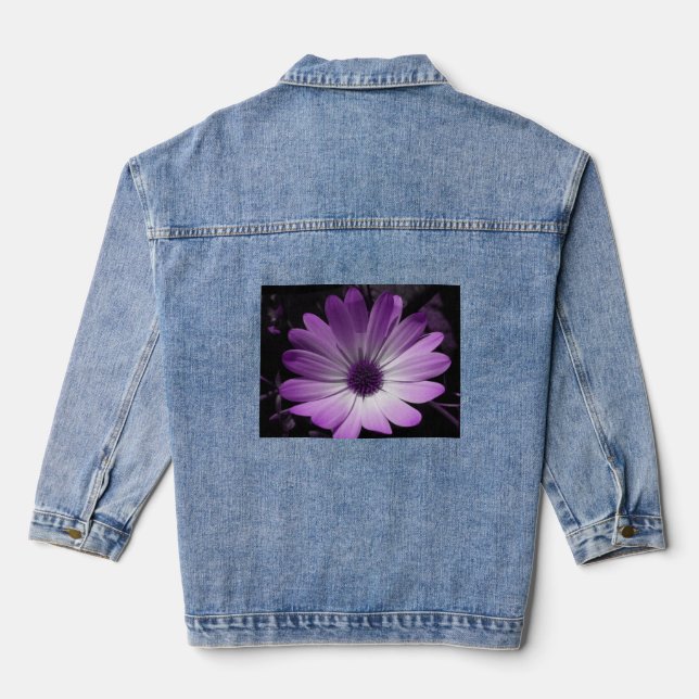 Lila Daisy-Blume Jeansjacke (Rückseite)