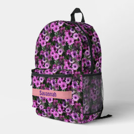 Lila Daisy Blume Muster Personalisiert Bedruckter Rucksack