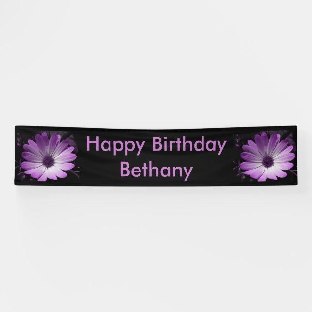 Lila Daisy Blume Personalisiert Banner (Horizontal)