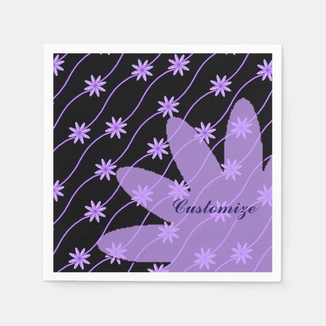 Lila Daisy Chain Blumenmuster Napkins Serviette (Vorderseite)