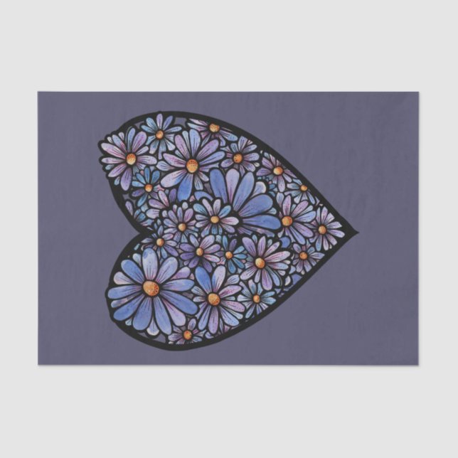 Lila Daisy Herz Seidenpapier (Vorderseite)