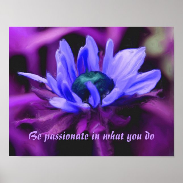Lila Daisy Passion Zitat Inspiration Poster (Vorne)