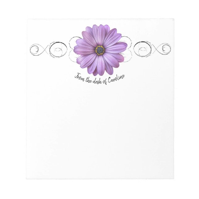 Lila Daisy Personalisiert Notepad Notizblock (Vorderseite)