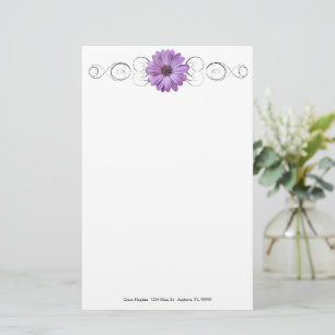 Lila Daisy Personalisiert Stationierung Briefpapier