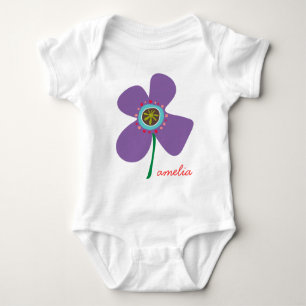 Lila Daisy Pop Whimsical & Niedlich Summer Blume Baby Strampler