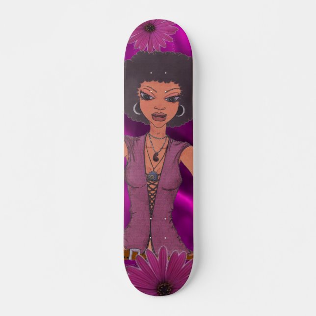 Lila Daisy Retro Girl Skateboard (Vorne)
