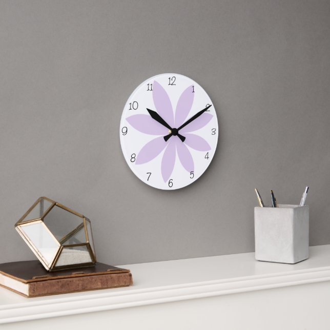 Lila Daisy Round Clock Runde Wanduhr (Büro)
