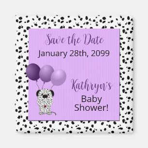 Lila Dalmatiner Kinderdusche Save the Date Magnet