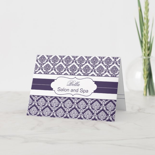 lila Damask Business Danke Cards (Vorderseite)