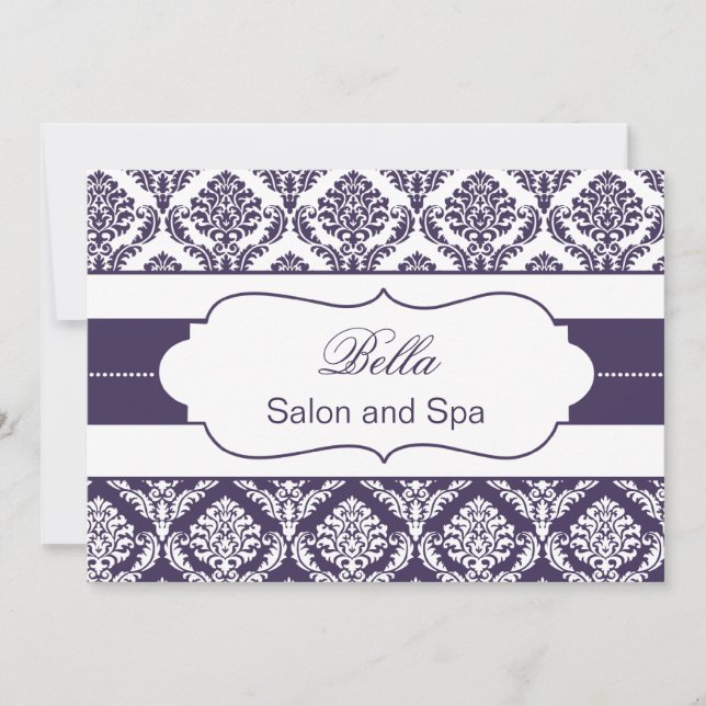 lila Damask Business Danke Cards (Vorderseite)