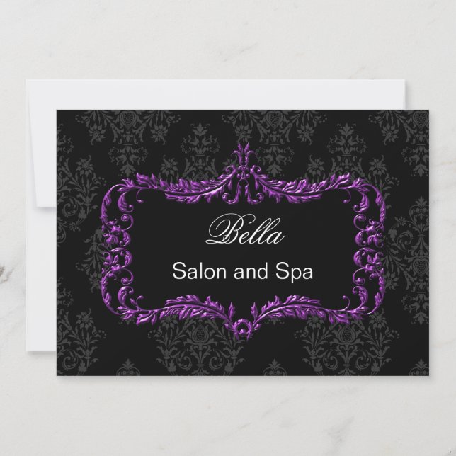 lila Damask Business Danke Cards (Vorderseite)