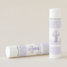 Lila Damask Cross Baptisk Lip Balm Gefallen