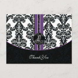 lila Damask Dankeschön-Karten Postkarte