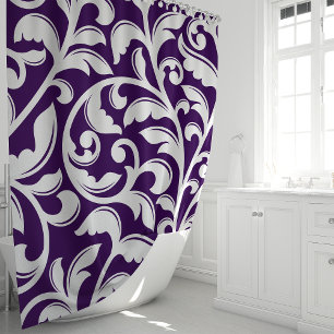 Lila Damask Floral Vine Duschvorhang