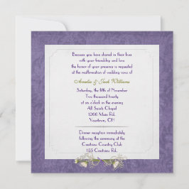 Lila Damask Frame Hochzeit Vow Erneuerung Einladung