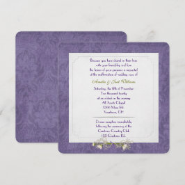 Lila Damask Frame Hochzeit Vow Erneuerung Einladung