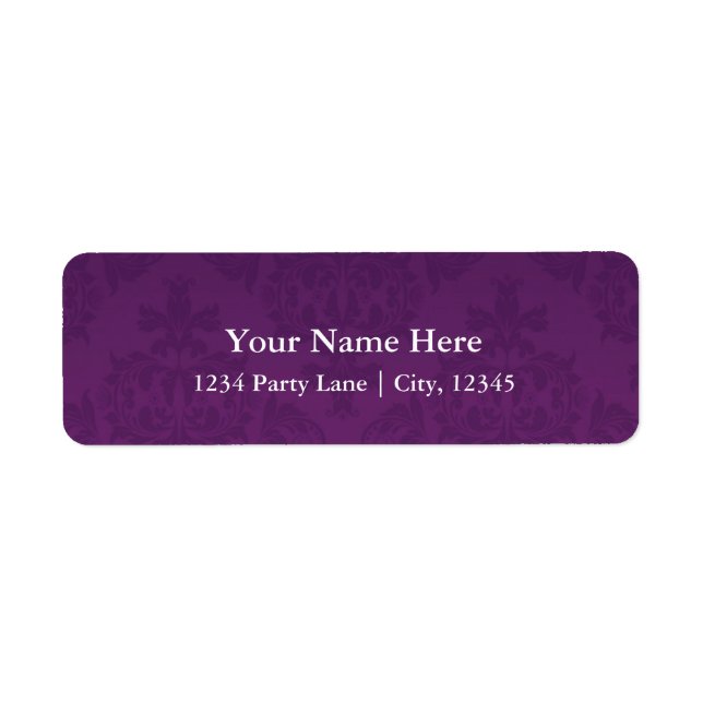 Lila Damask Glam Address Labels (Vorne)