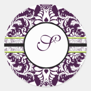 Lila Damask Initial Sticker Letter S Wedding