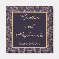 Lila Damask Lace Wedding Magnet