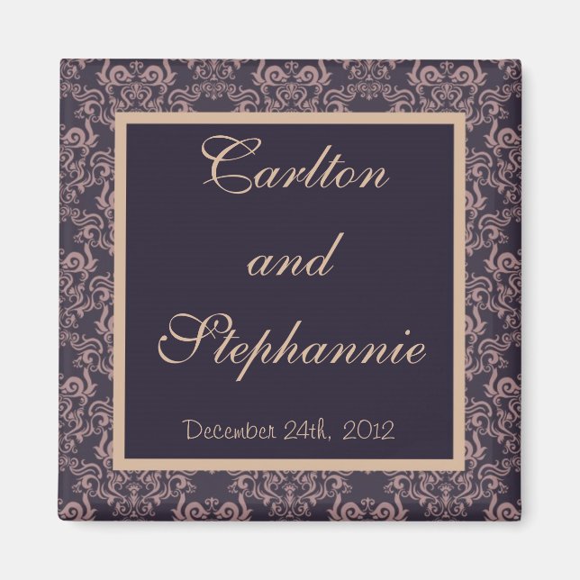 Lila Damask Lace Wedding Magnet (Vorne)