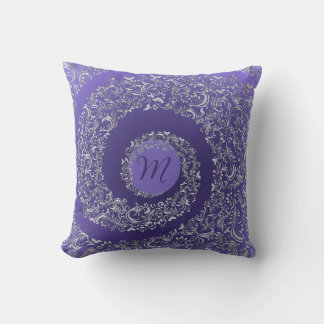 Lila Damask Monogramm Kissen