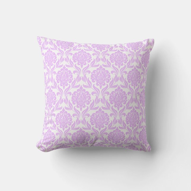 Lila Damask-Muster Kissen (Vorderseite)