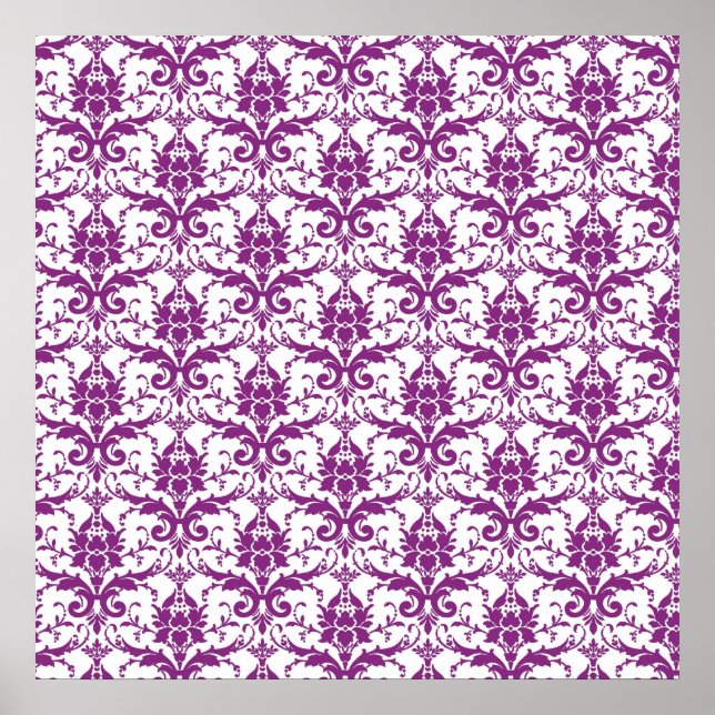 Lila Damask-Muster Poster (Vorne)