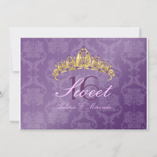 Lila Damask Sweet 16/ tiara/amethyst Einladungen