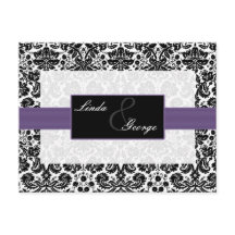 lila Damask Wedding Rsvp-Karte