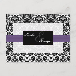 lila Damask Wedding Rsvp-Karte Einladungspostkarte