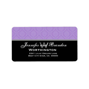 Lila Damask Wedding Set Adressaufkleber