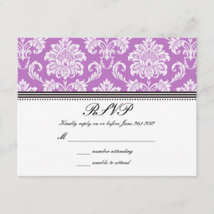 Lila Damask Wedding UAWG RSVP Karte