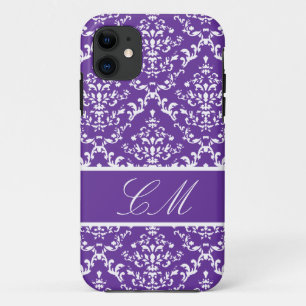 Lila Damast #1 @ Vintage Marie mit Monogramm Case-Mate iPhone Hülle