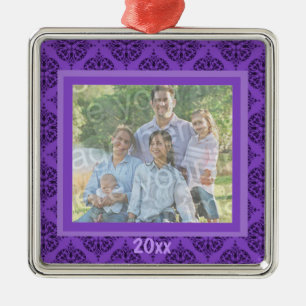 Lila Damast-Andenken-Verzierung Silbernes Ornament