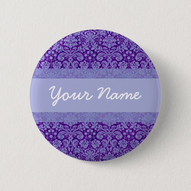 Lila Damast Button (Vorderseite)