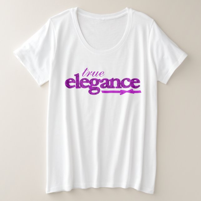 Lila Damast der wahren Eleganz u. Bandbügelspitze Große Größe T-Shirt (Design vorne)