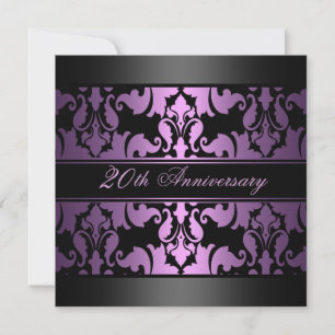 Lila Damast-Design Hochzeit Jubiläumseinladung Einladung