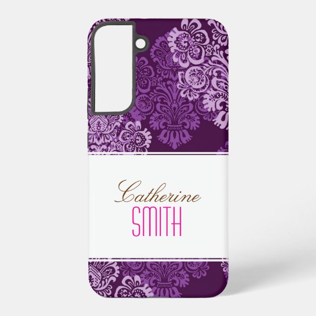 Lila Damast iPhone 4 Hülle Samsung Galaxy Hülle (Rückseite)