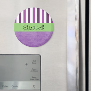 Lila Damast, Lila Streifen, Streifen, Ihr Name Magnet