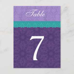 Lila Damast und Aquamarine Tischnummer V01