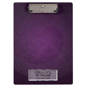 Lila Damast Wirbel Elegant chic Glam Personalisier Klemmbrett